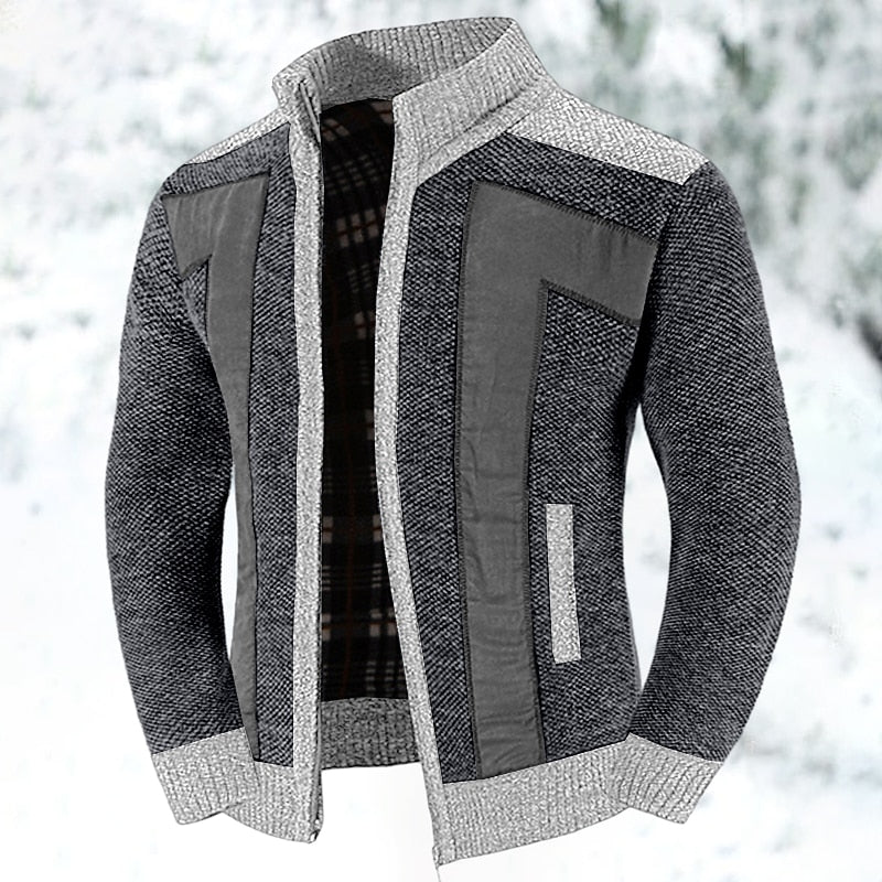 Men's Color-Block Lined Full-Zip Cardigan