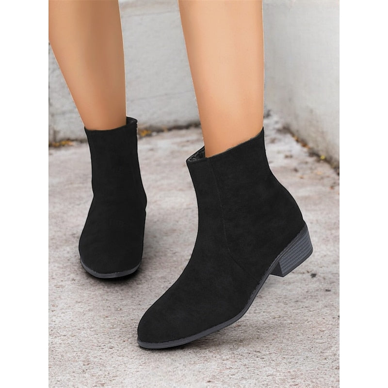 Women's Tailored Low Block Heel Ankle Boots - Black