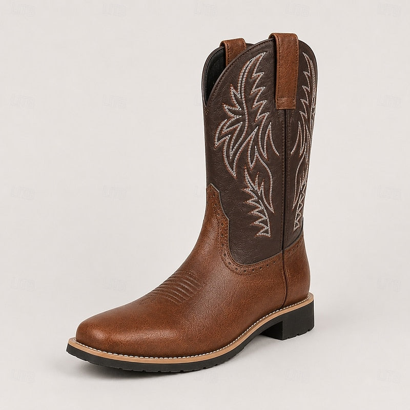 Men's Classic Two-Tone Western Cowboy Boots
