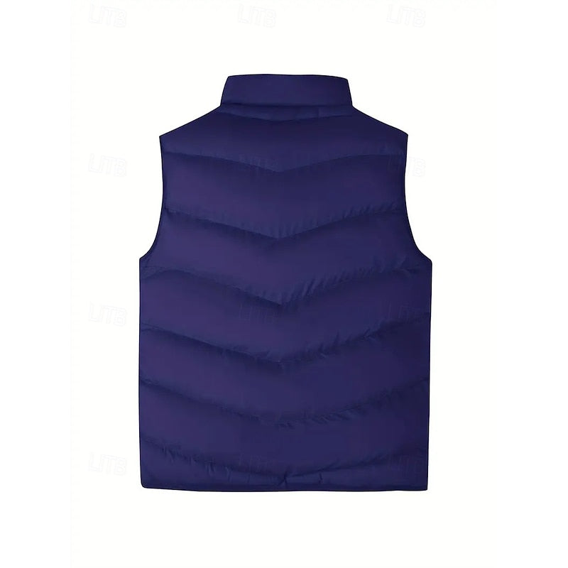 Men's Quilted Puffer Vest with Stand Collar