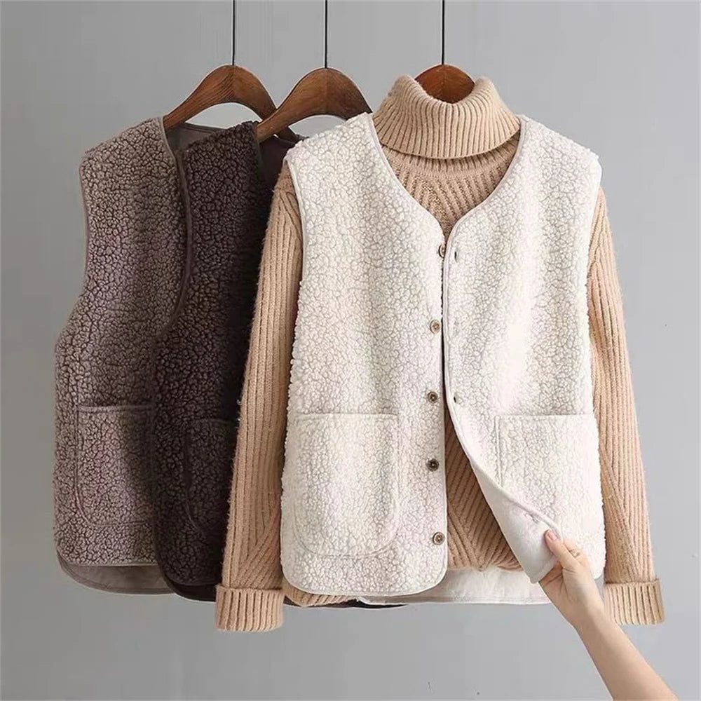 Women's Ribbed Knit Button-Up Vest