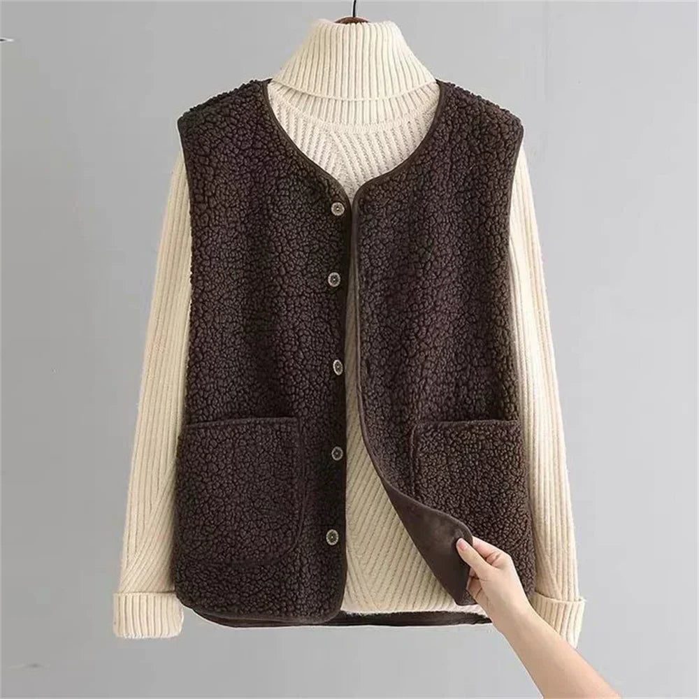 Women's Ribbed Knit Button-Up Vest