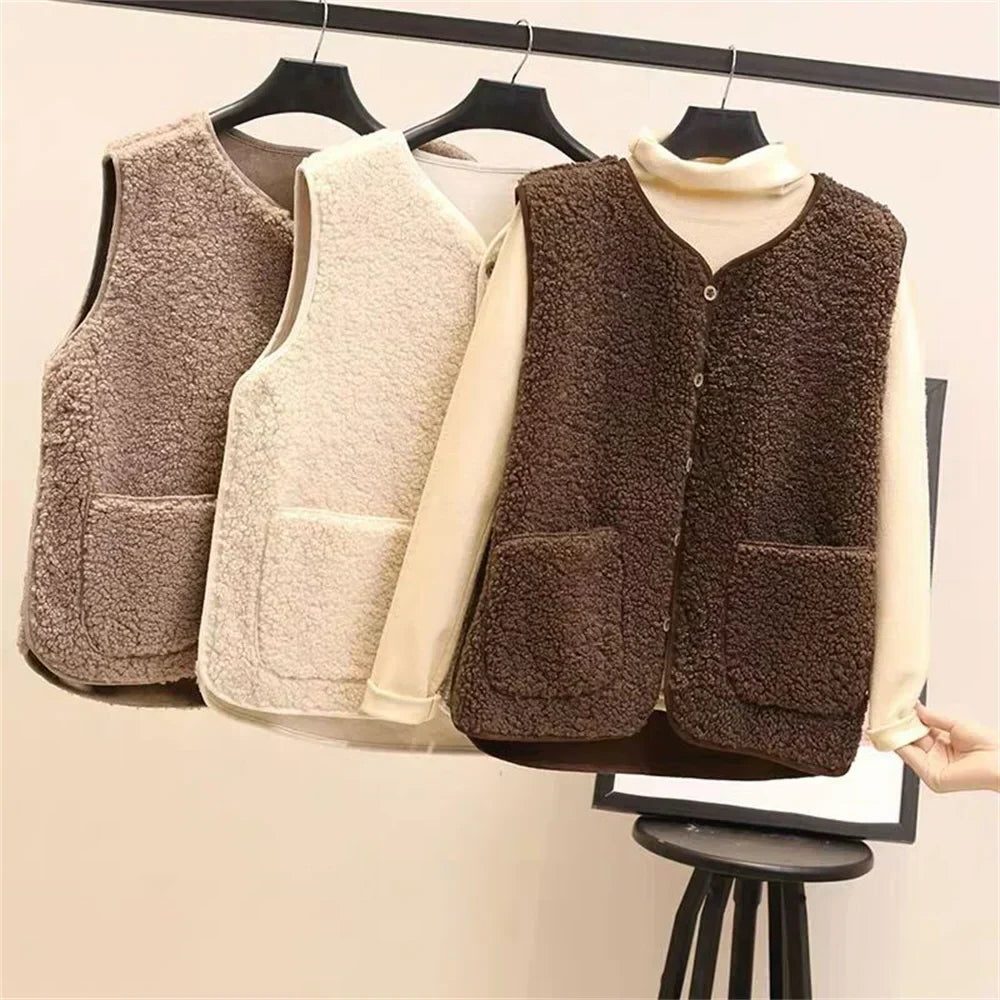 Women's Ribbed Knit Button-Up Vest