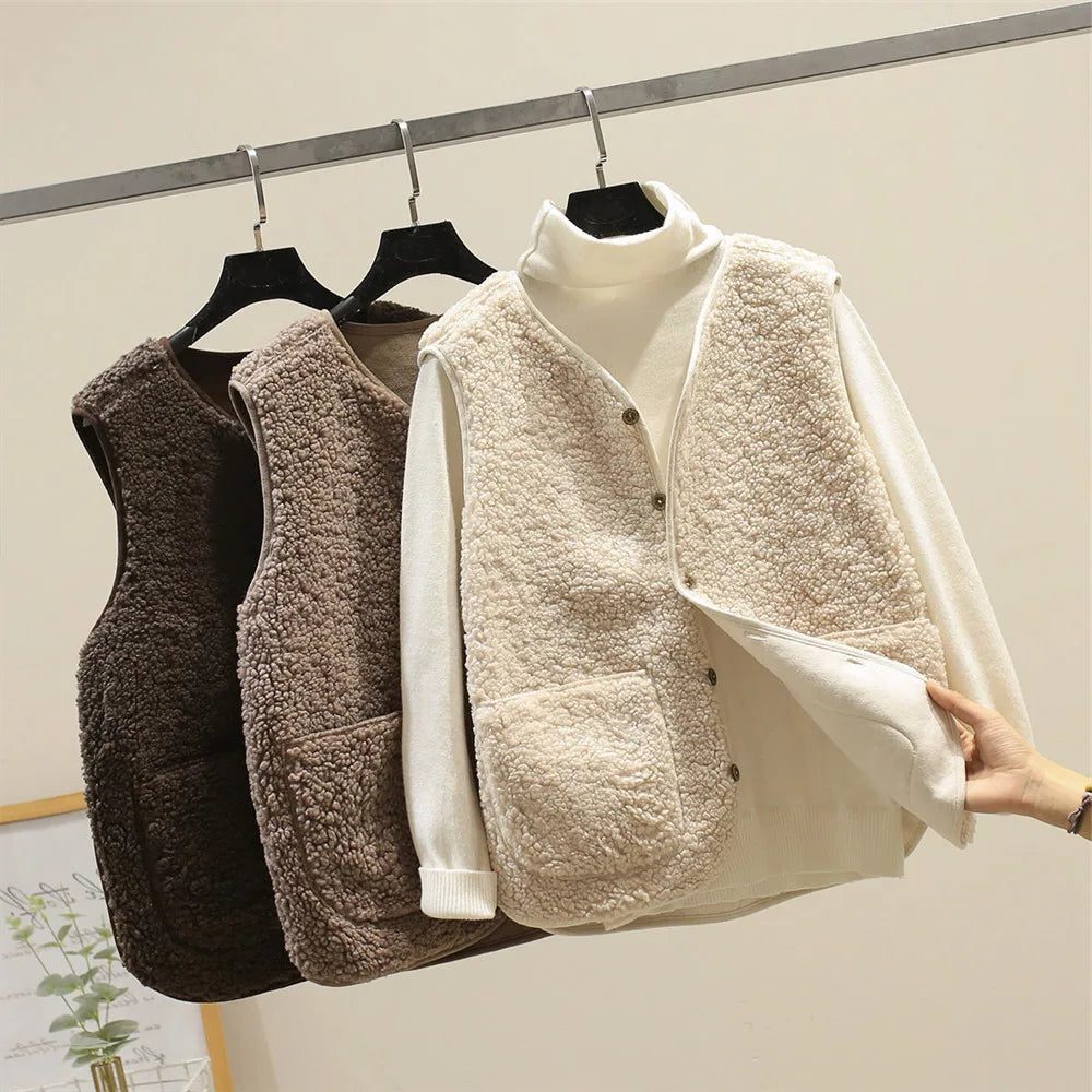 Women's Ribbed Knit Button-Up Vest