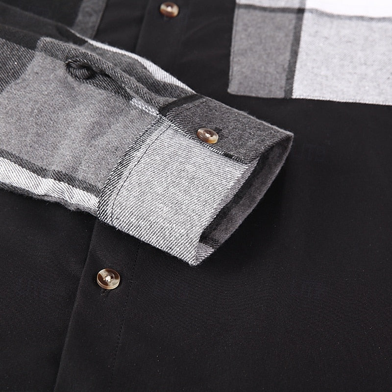 Men's Patchwork Contrast-Panel Shirt Jacket