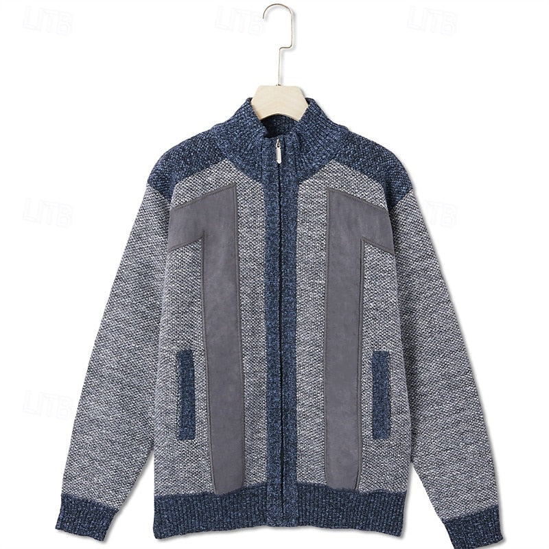 Men's Color-Block Lined Full-Zip Cardigan