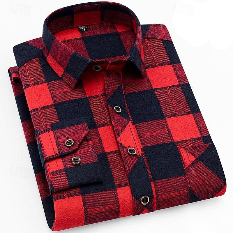 Men's Plaid Check Button-Up Overshirt