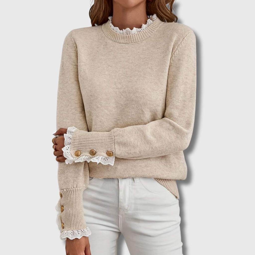 Women's Lace Trim Knit Pullover Sweater