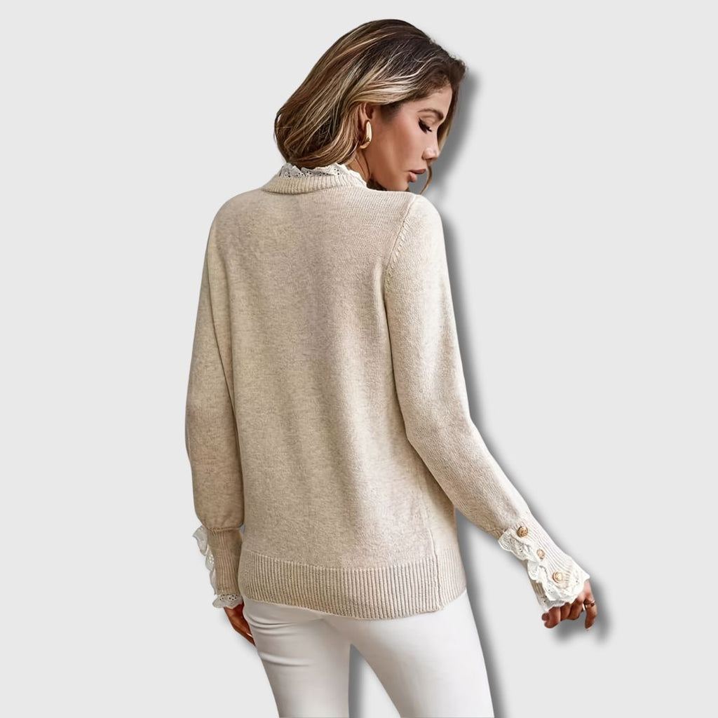 Women's Lace Trim Knit Pullover Sweater
