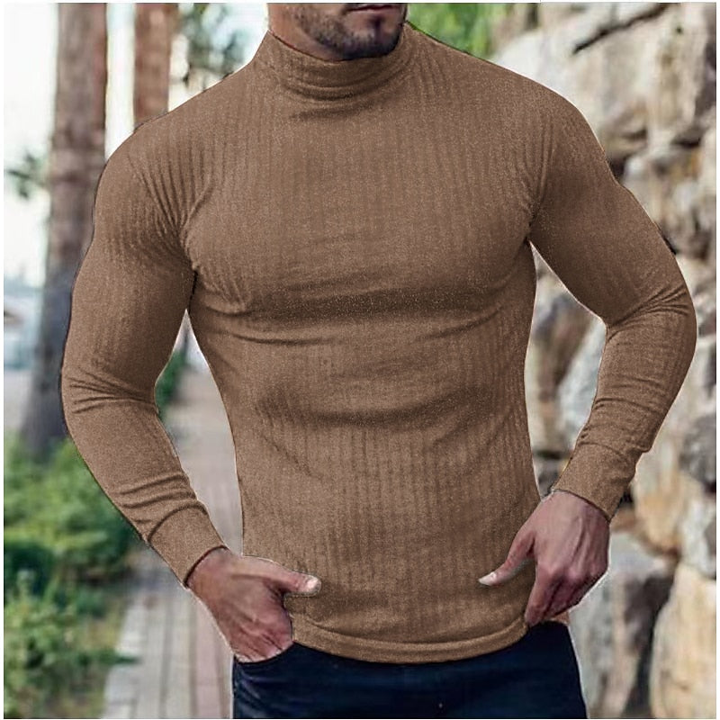Men's Lightweight Ribbed Turtleneck Sweater