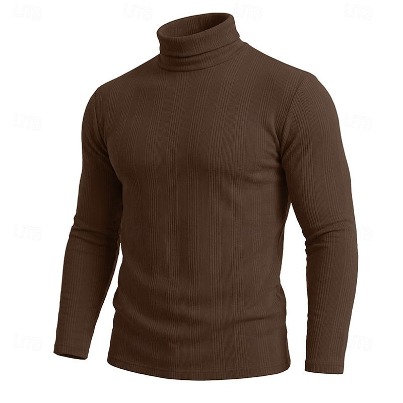 Men's Ribbed Texture Slim Fit Turtleneck Sweater