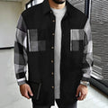 Men's Patchwork Contrast-Panel Shirt Jacket - Black