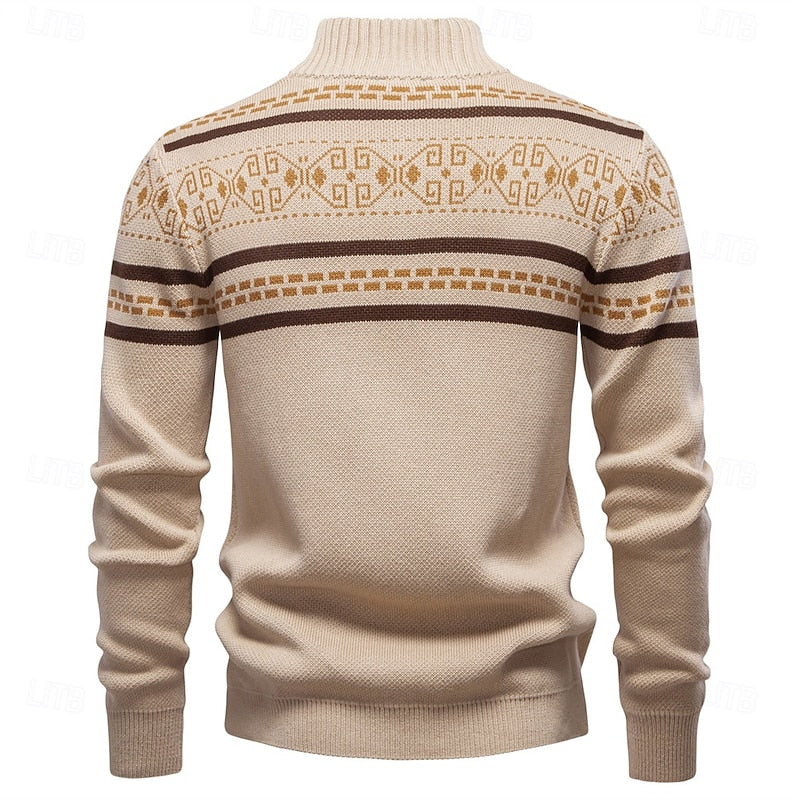 Women's Fair Isle Full-Zip Christmas Cardigan with Stand Collar