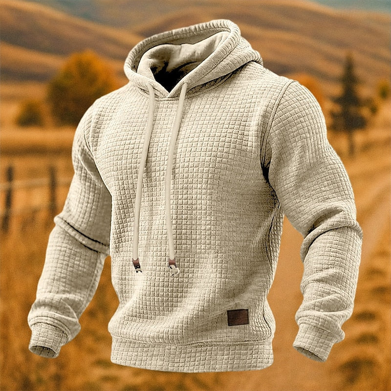 Men's Waffle Texture Pullover Hoodie