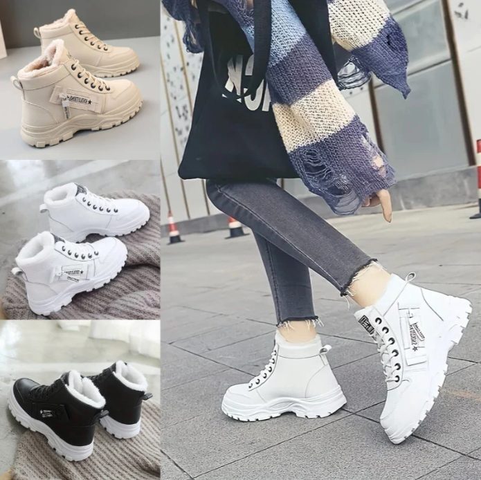 Women's Sherpa Lined Lace-Up Chunky Sole Winter Ankle Boots