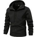 Men's Water-Repellent Hooded Softshell Jacket - Black