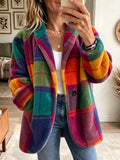 Women's Relaxed Brushed Plaid Jacket - Rainbow