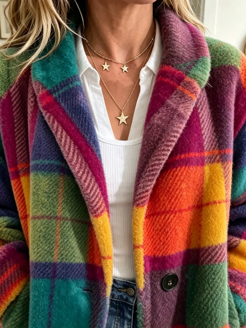 Women's Relaxed Brushed Plaid Jacket