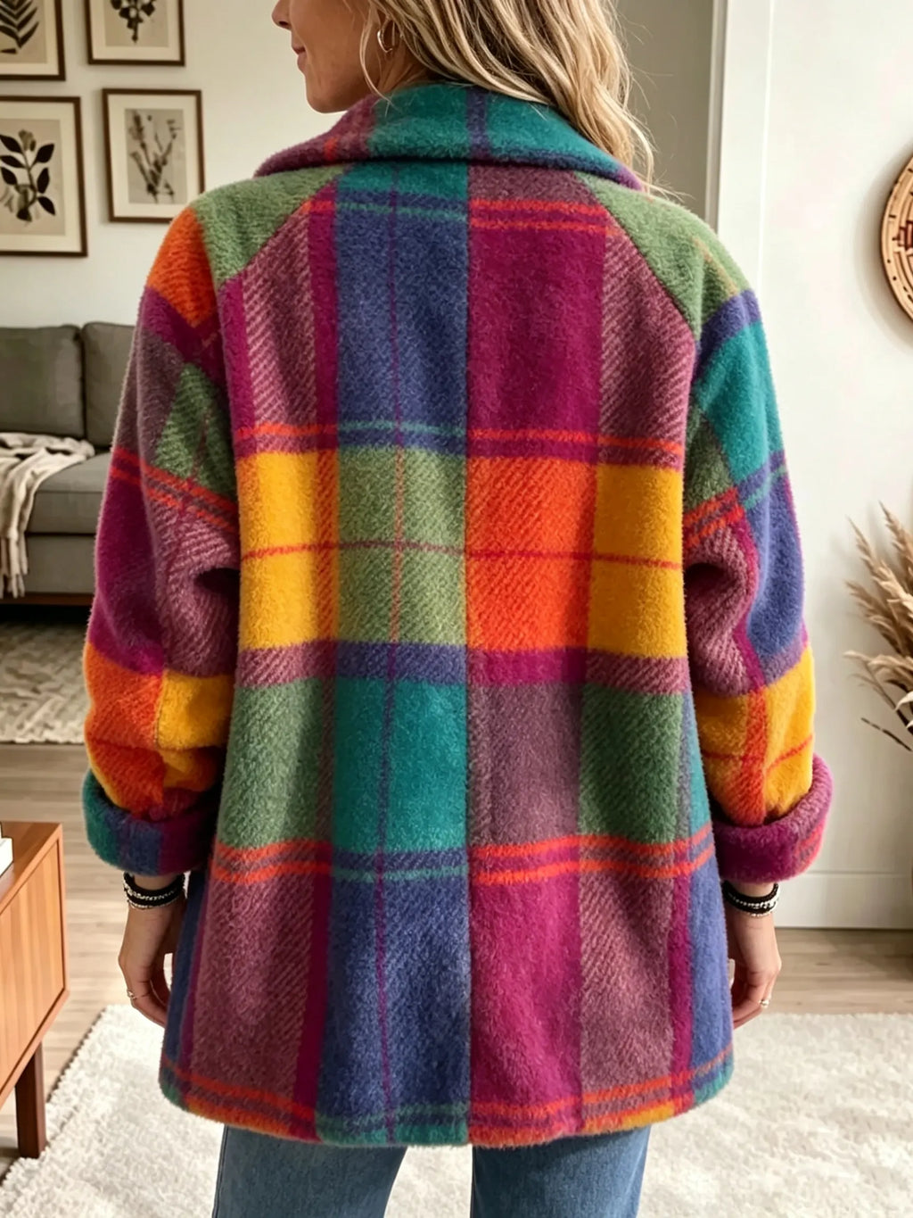 Women's Relaxed Brushed Plaid Jacket