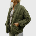 Women's Quilted Oversized Bomber Jacket - Green