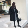 Women's Oversized Wool Blend Trench Coat - Black