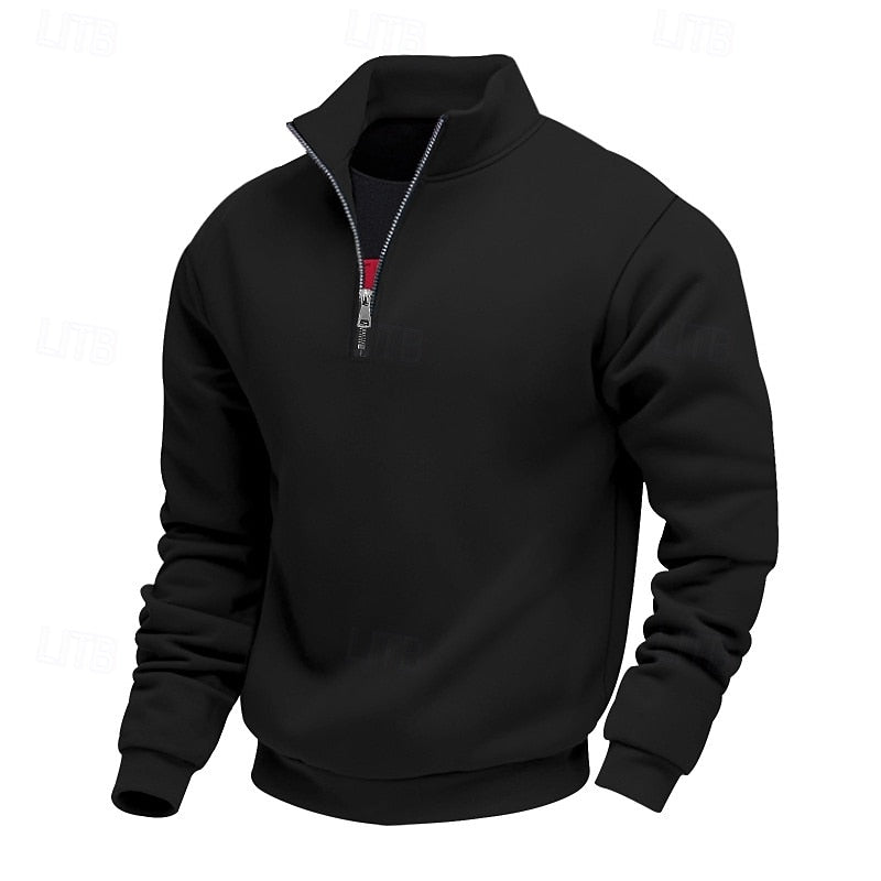 Women's Classic Quarter-Zip Relaxed Pullover Sweatshirt - Black