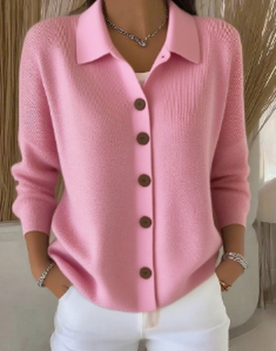 Women's Soft Knit Button-Up Collar Cardigan