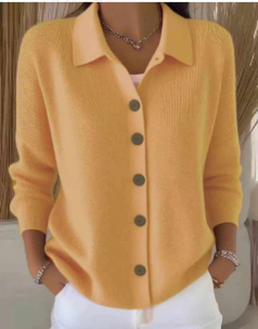 Women's Soft Knit Button-Up Collar Cardigan