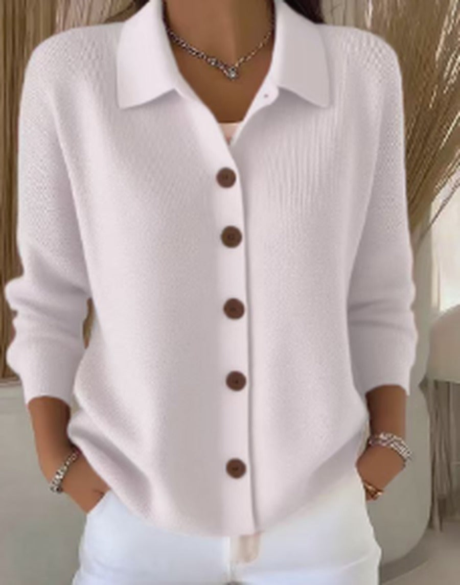 Women's Soft Knit Button-Up Collar Cardigan