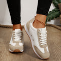 Women's Two-Tone Platform Lace-Up Sneakers - Beige - White