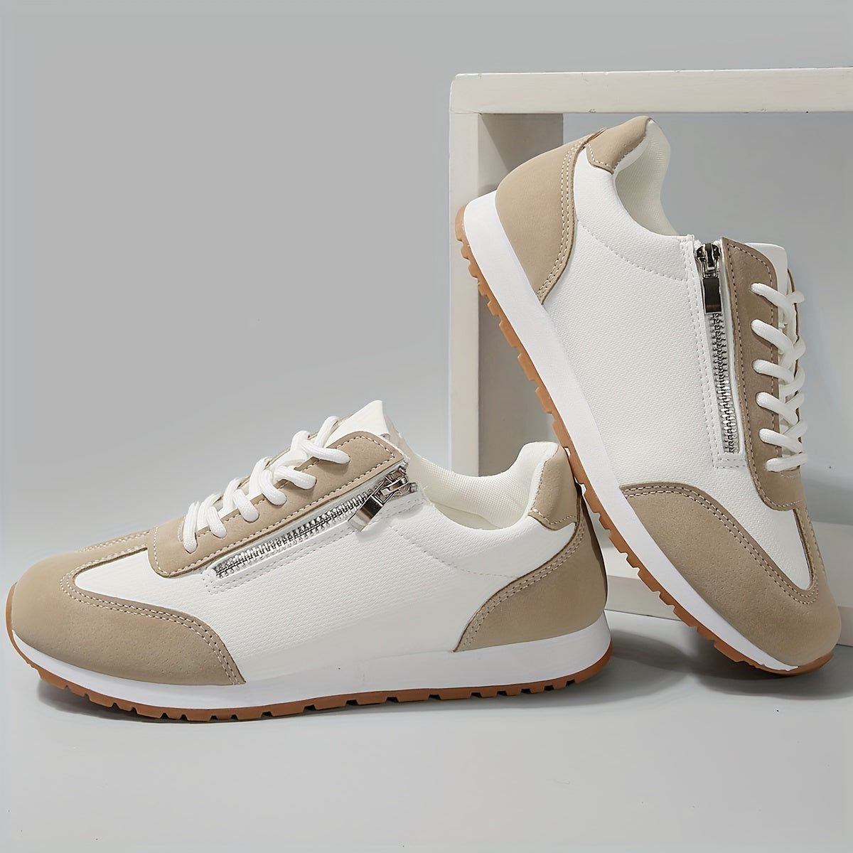 Women's Two-Tone Platform Lace-Up Sneakers