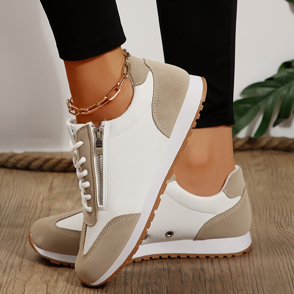 Women's Two-Tone Platform Lace-Up Sneakers