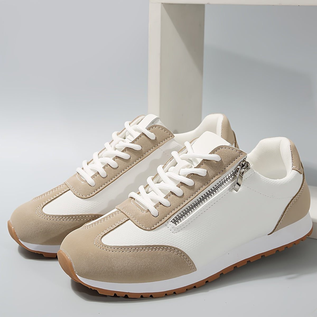 Women's Two-Tone Platform Lace-Up Sneakers