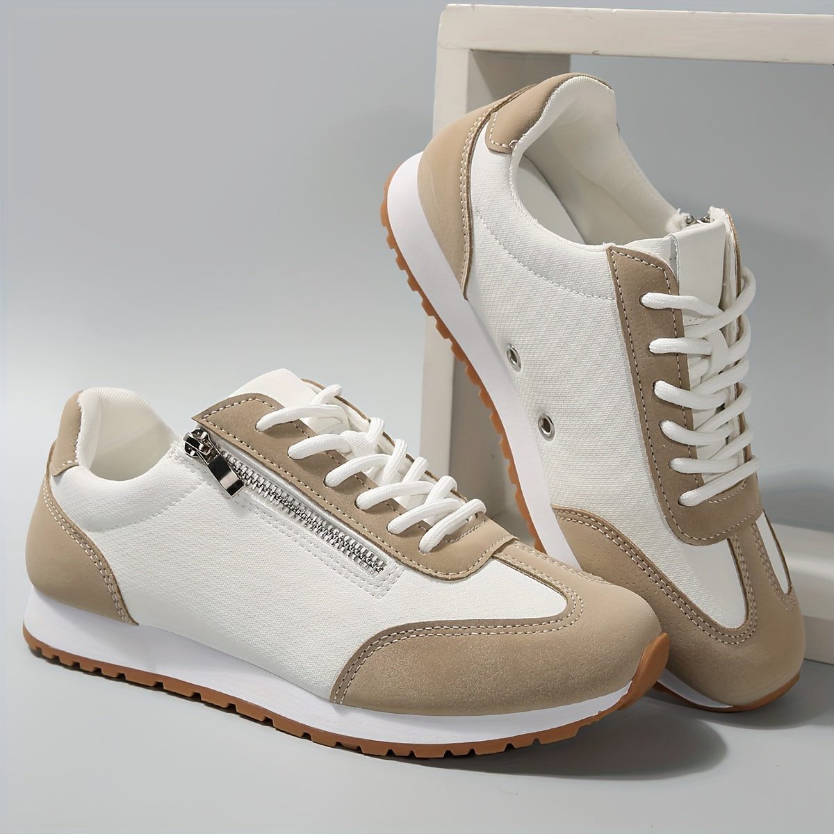 Women's Two-Tone Platform Lace-Up Sneakers