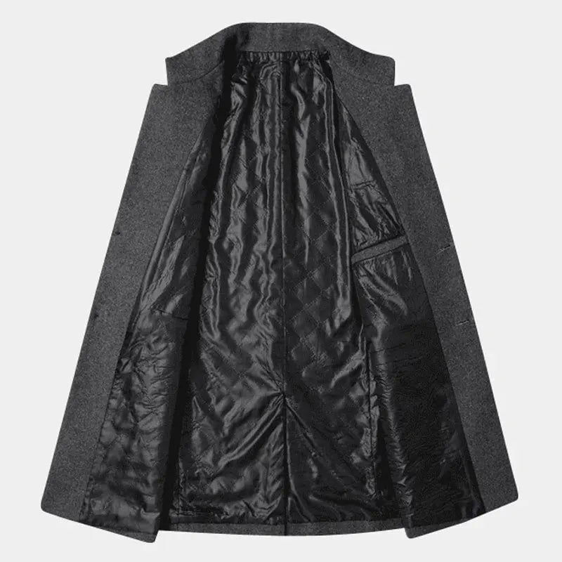 Men's Structured Tweed Blend Coat with Classic Lapels