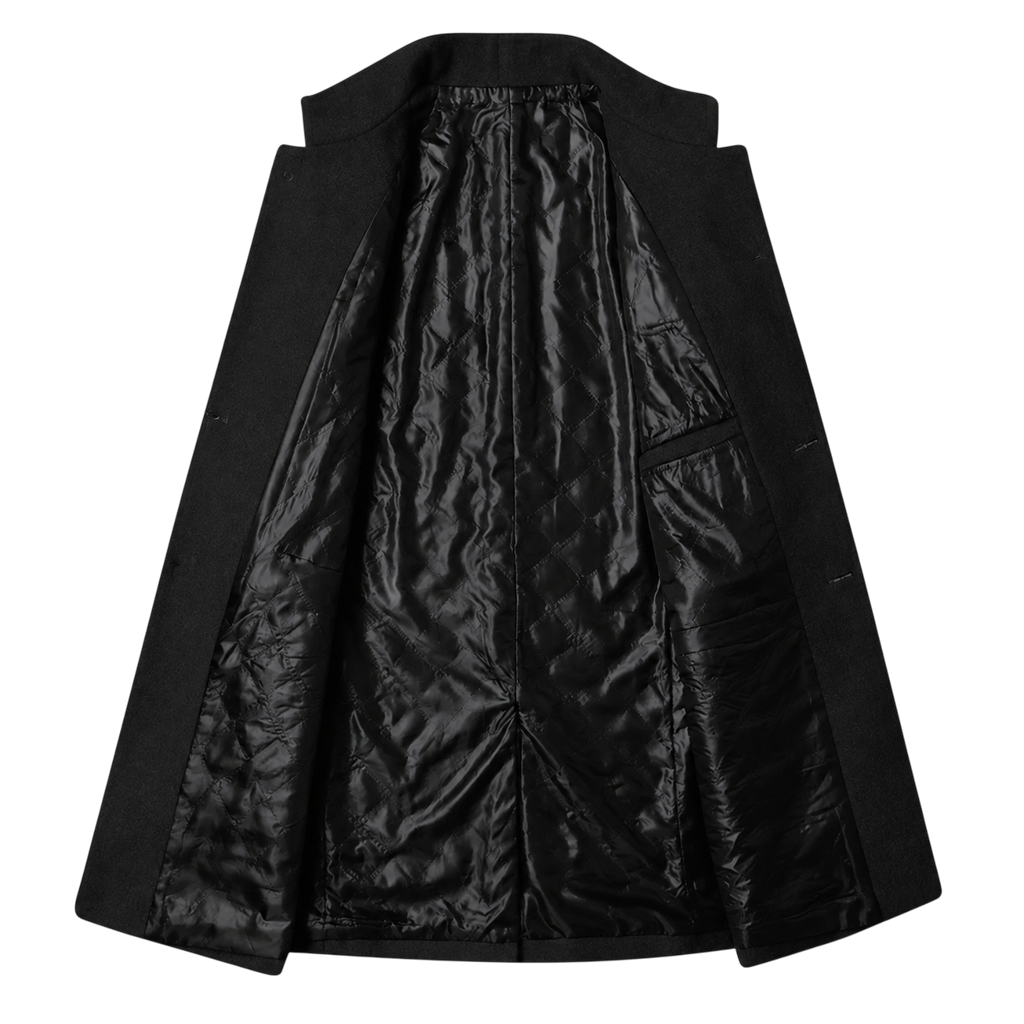Men's Mid-Length Straight-Cut Tweed Overcoat