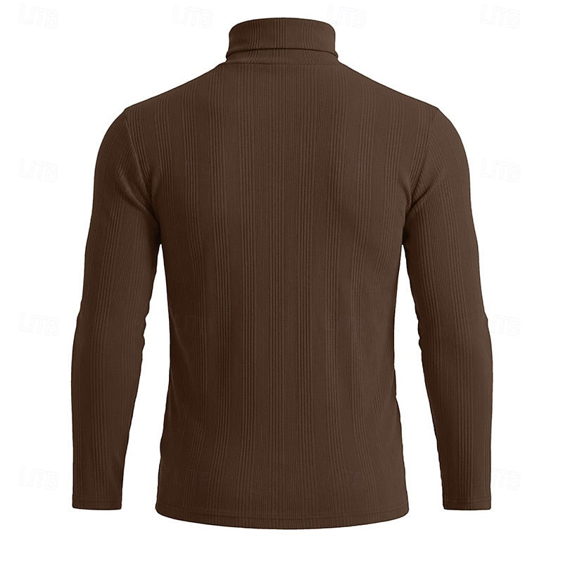 Men's Ribbed Texture Slim Fit Turtleneck Sweater