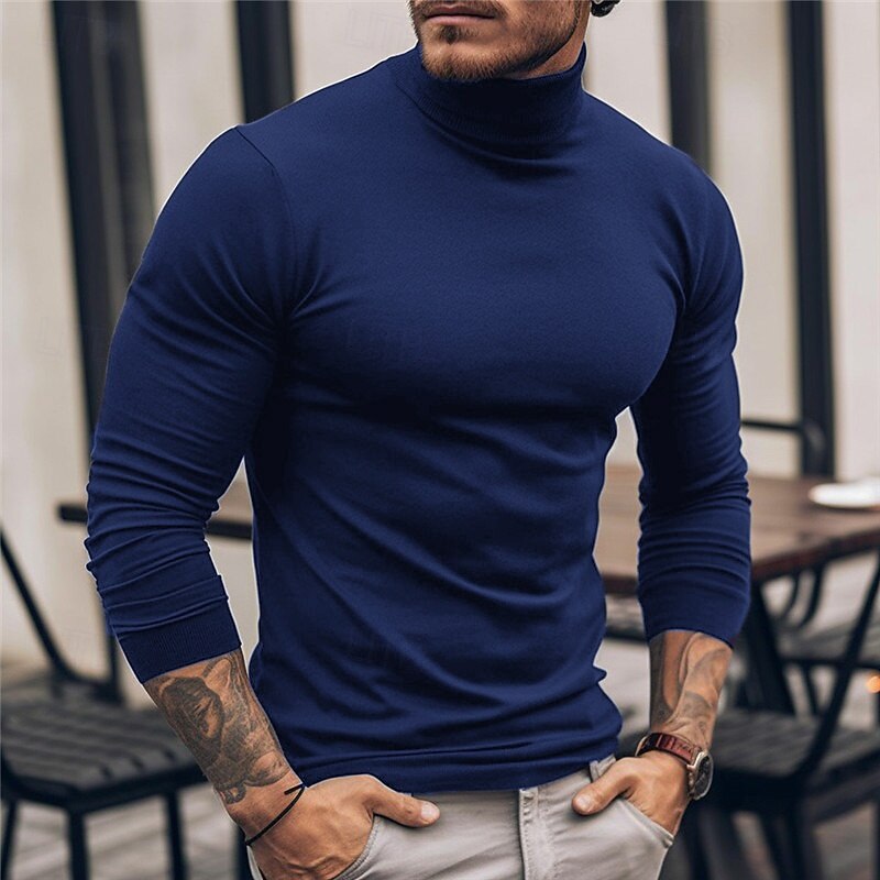 Men's Streamlined Long-Sleeve Turtleneck - Dark Gray