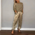 Women's Plus Size Cargo Two-Piece Set - Gold