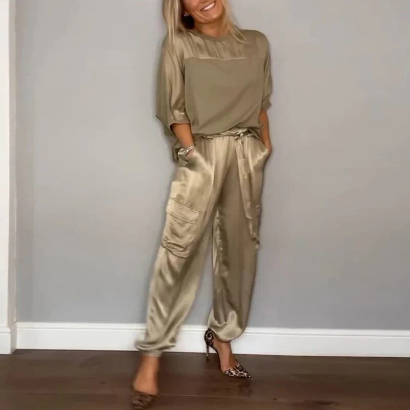Women's Plus Size Cargo Two-Piece Set