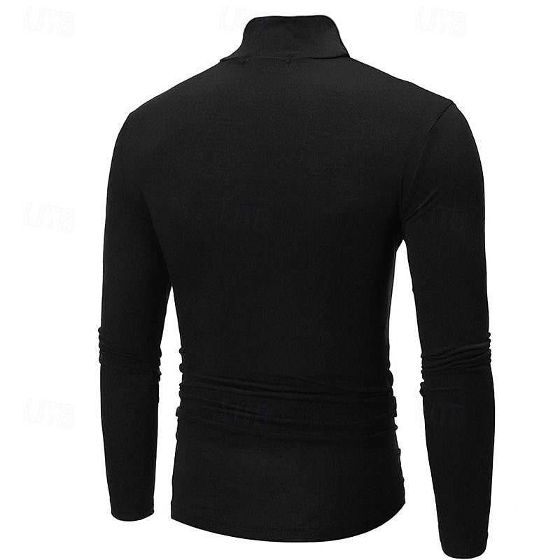 Men's Streamlined Long-Sleeve Turtleneck - Navy Blue