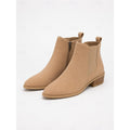 Women's Pointed-Toe Ankle Boots with Side Zip - Khaki