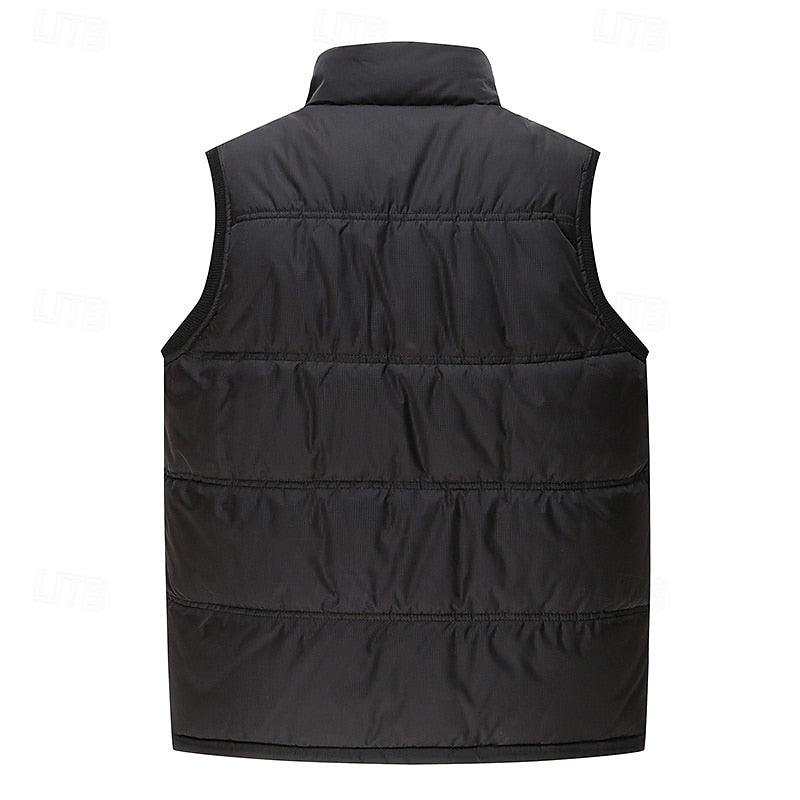 Men's Sherpa-Lined Puffer Vest - Blue