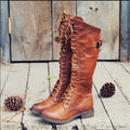 Women's Tall Lace-Up Riding Boots with Side Buckle
