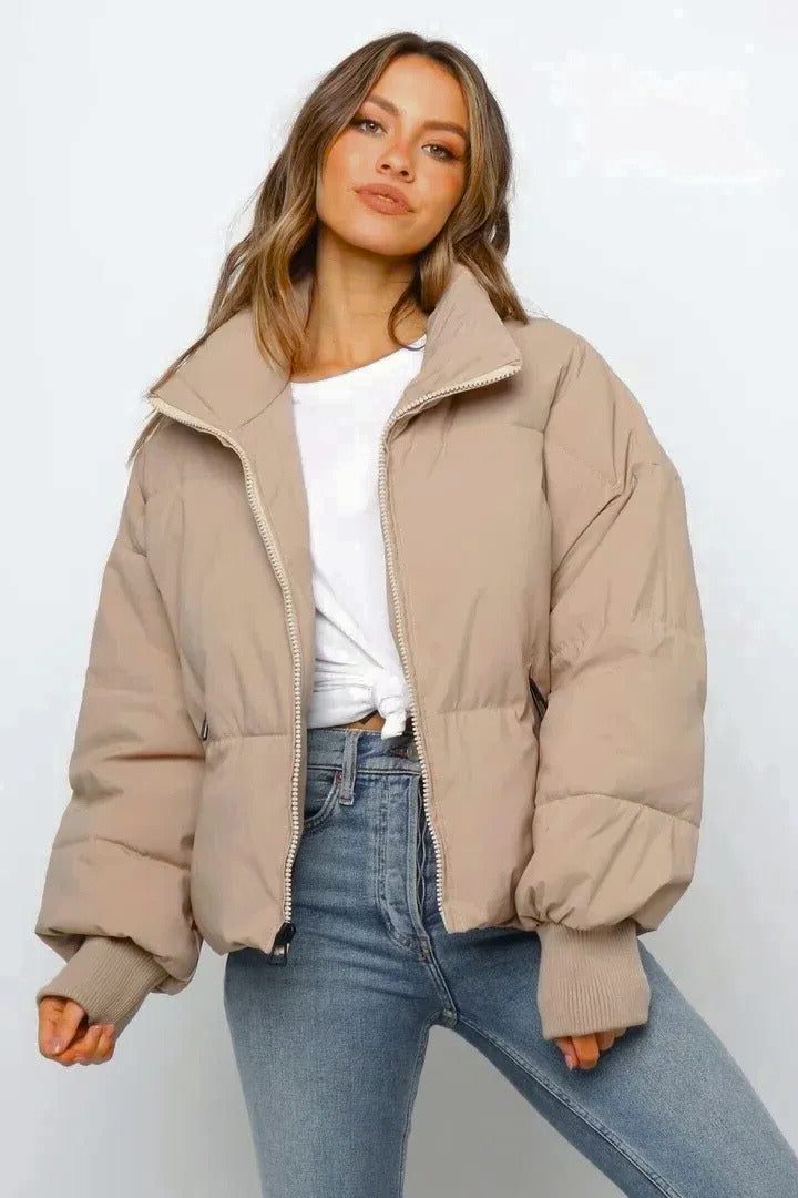 Women's Cropped Zip-Up Puffer Jacket