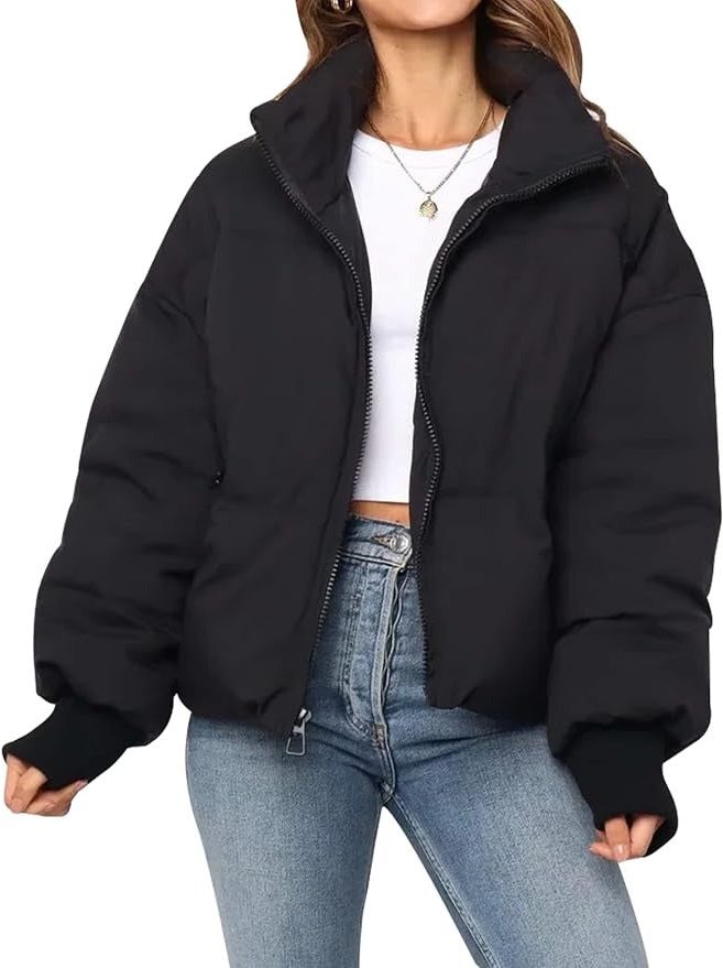 Women's Cropped Zip-Up Puffer Jacket