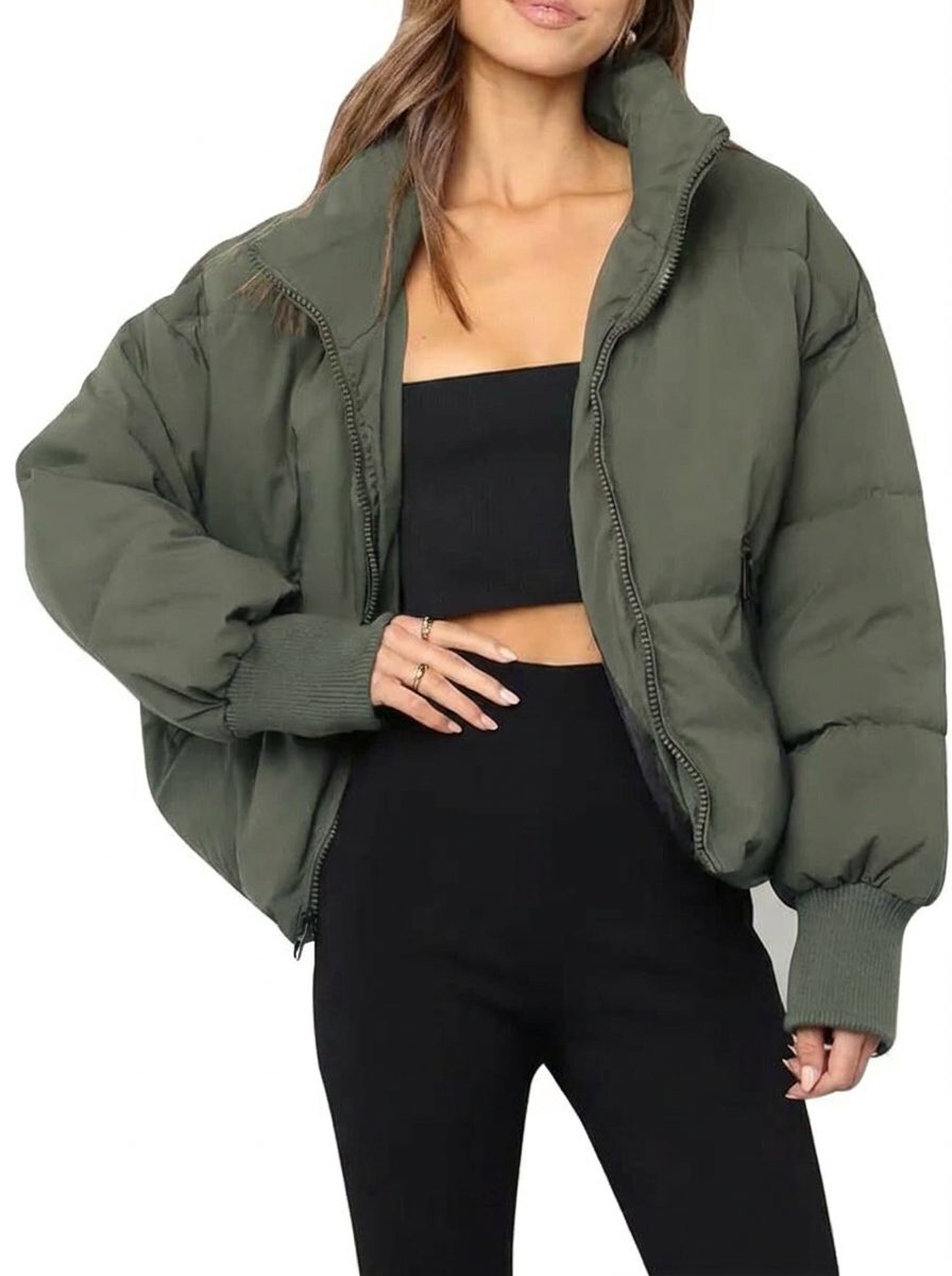 Women's Cropped Zip-Up Puffer Jacket