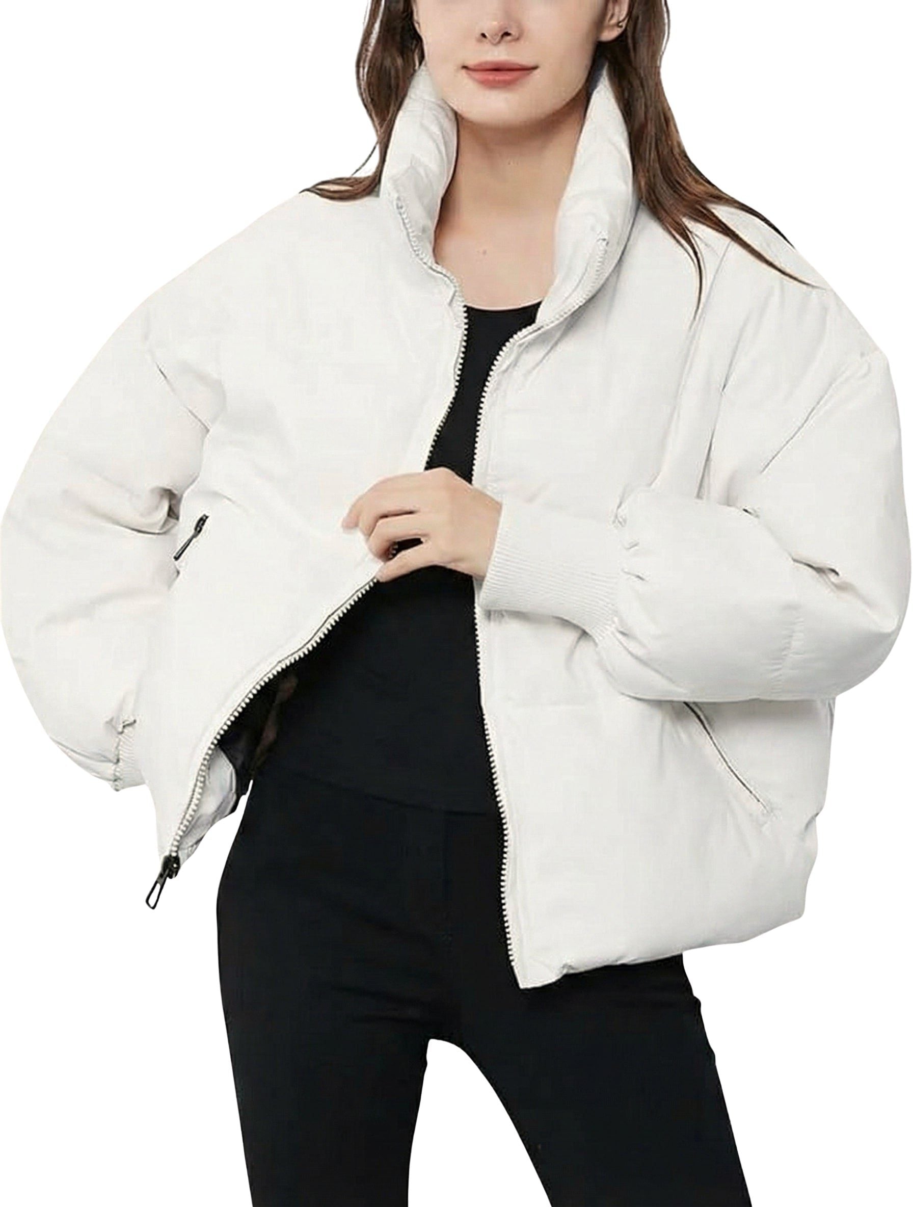 Women's Cropped Zip-Up Puffer Jacket