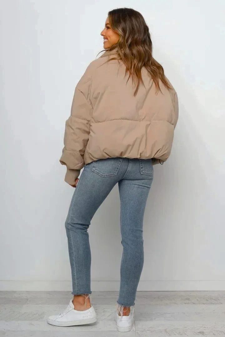 Women's Cropped Zip-Up Puffer Jacket