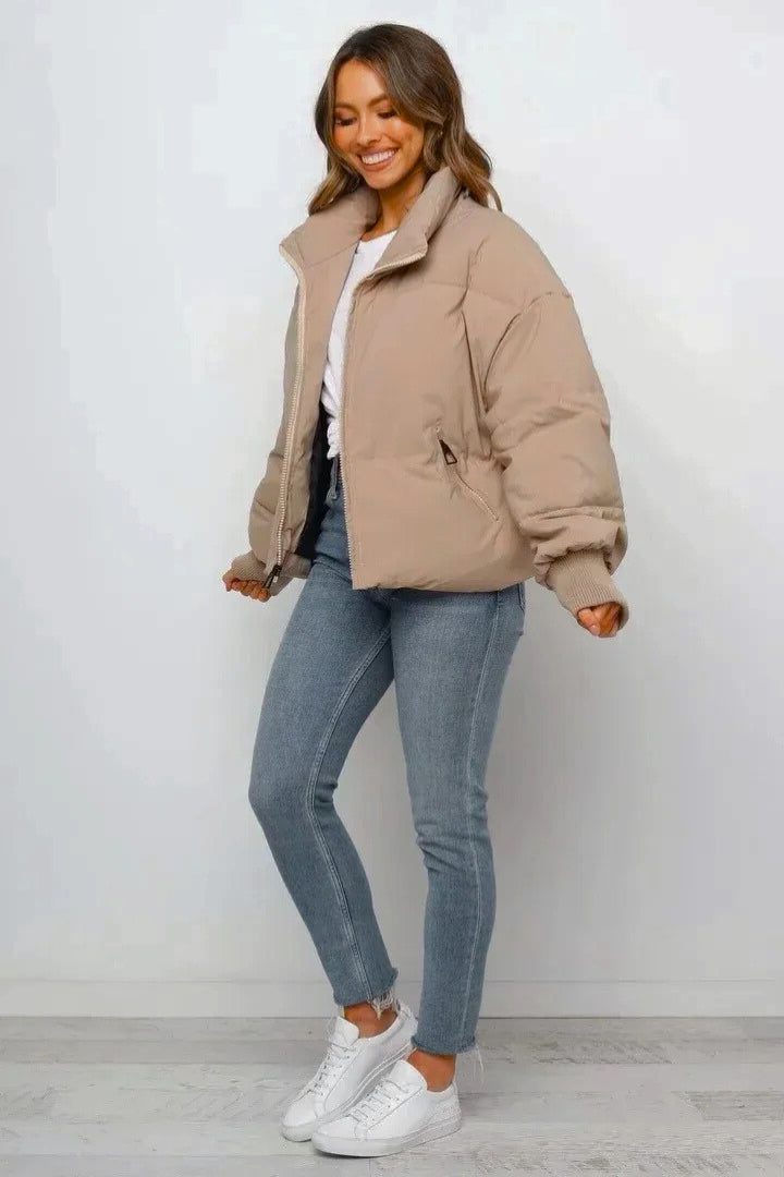 Women's Cropped Zip-Up Puffer Jacket